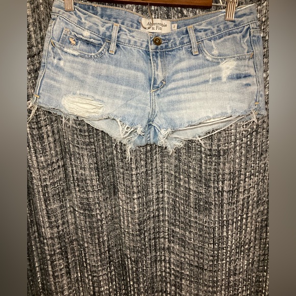 Abercrombie & Fitch Pants - Abercrombie & Fitch Light Blue Distressed Denim Cutoff Shorts